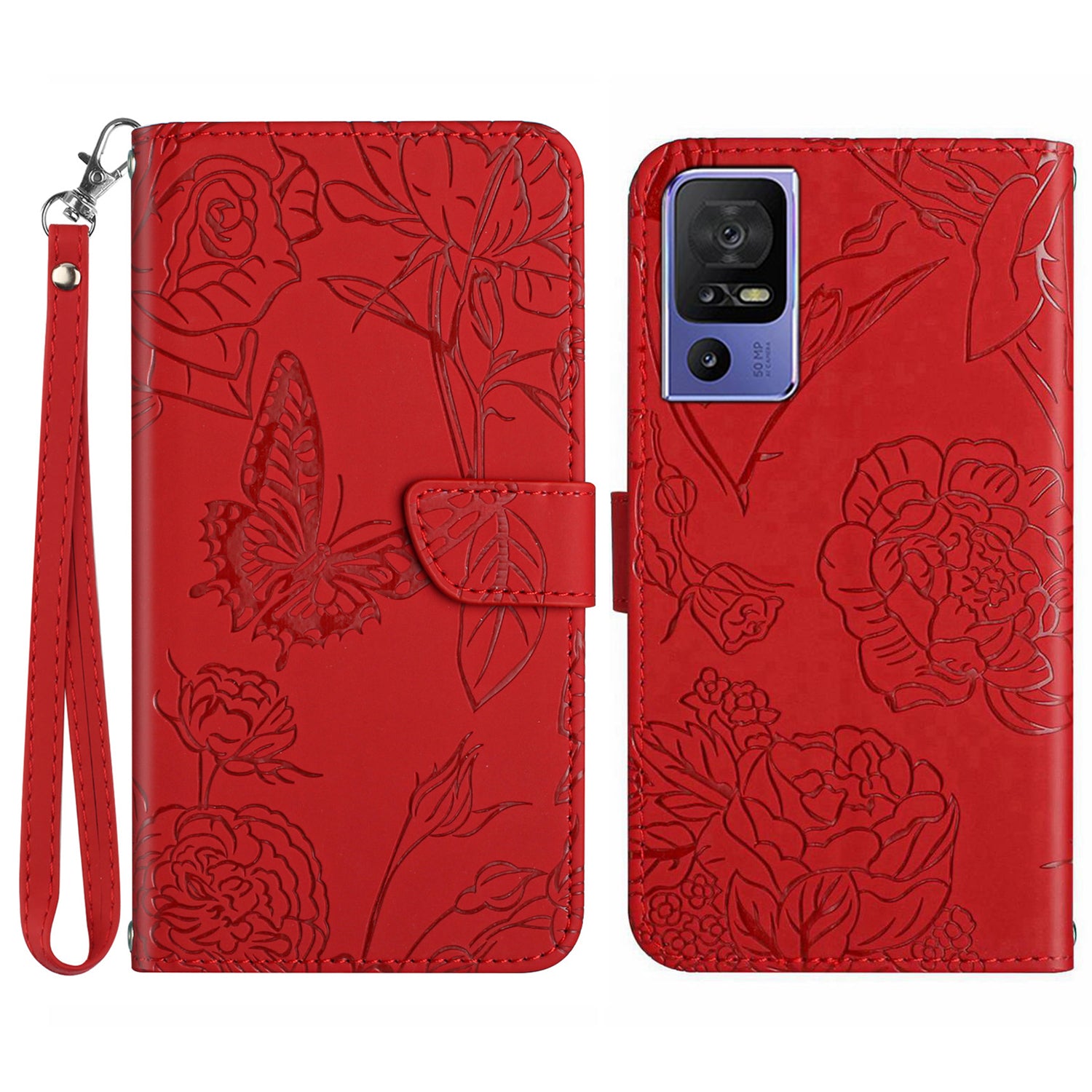 HT03 For TCL 40 SE Comfortable Skin-touch Feeling Stand Leather Phone Case Imprinted Butterfly Flowers Pattern Cover with Strap HT03 For TCL 40 SE Comfortable Skin-touch Feeling Stand Leather Phone Case Imprinted Butterfly Flowers Pattern Cover with Strap